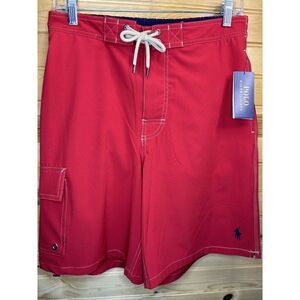 Polo Ralph Lauren Men's, 8.5" Kailua Classic Fit‎ Swim Trunks, Red, Small, NWT
